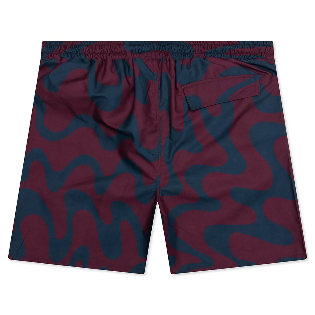 Splashed Swim Shorts - Burgundy - Image 2