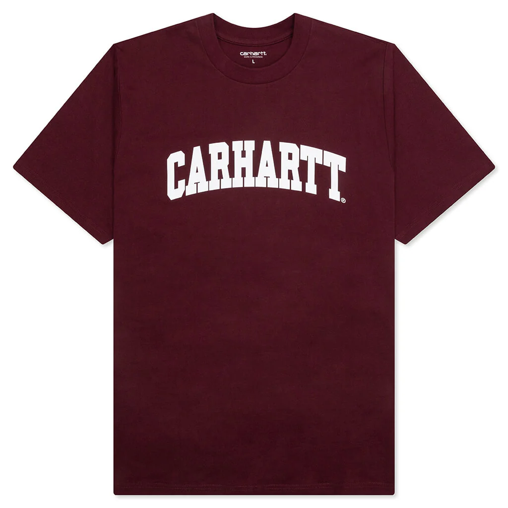University S/S T-Shirt - Malbec/White