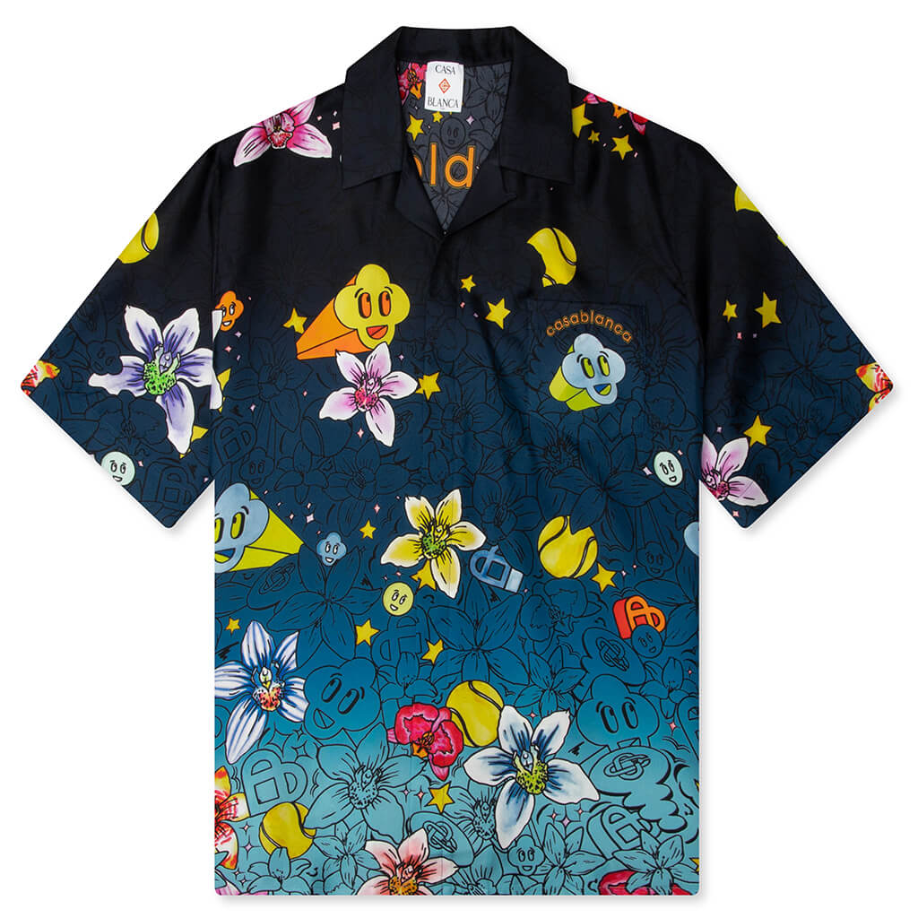 Collage D’Icones Graphiques S/S Silk Shirt - Multicolour