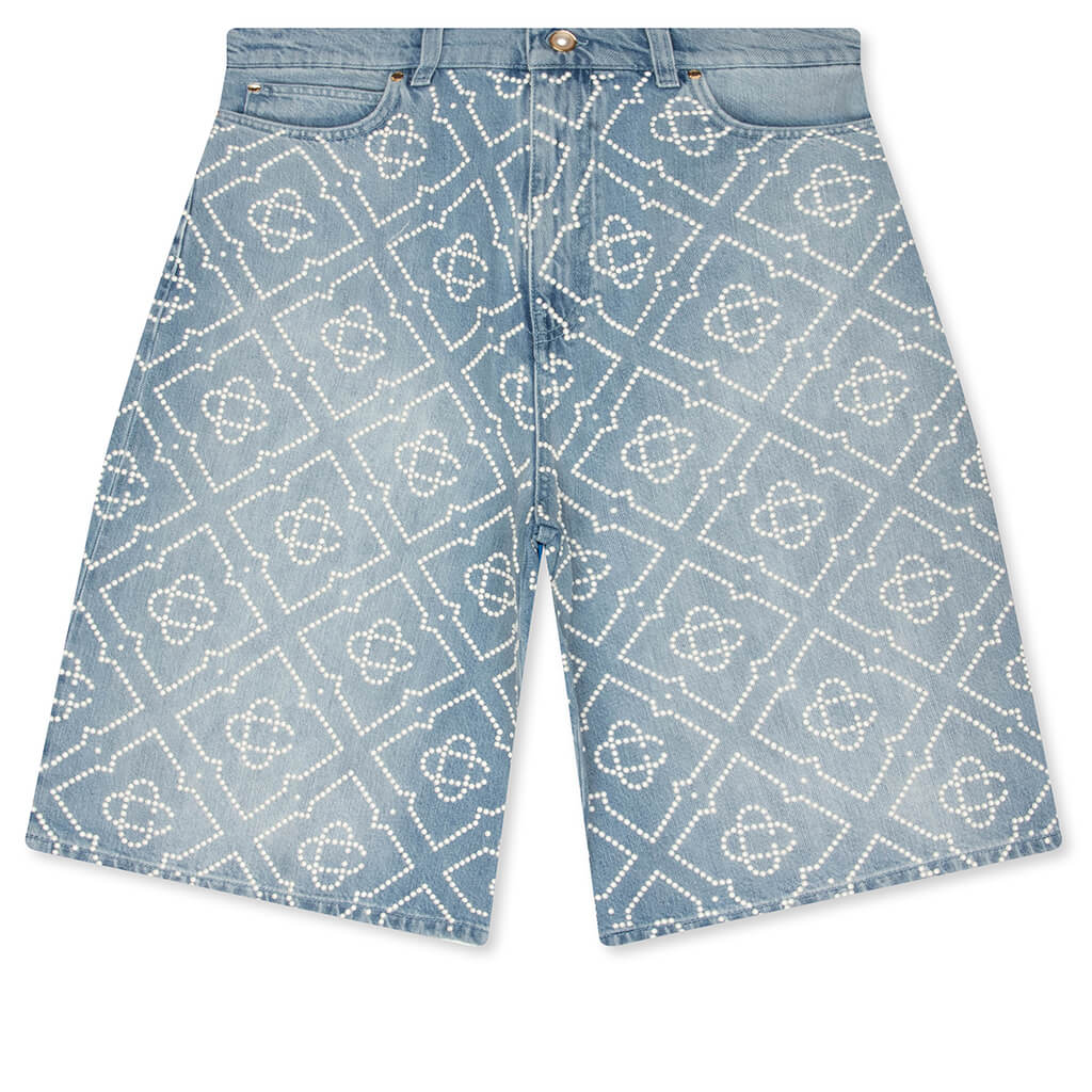 Pearl Monogram Denim Shorts - Pearl