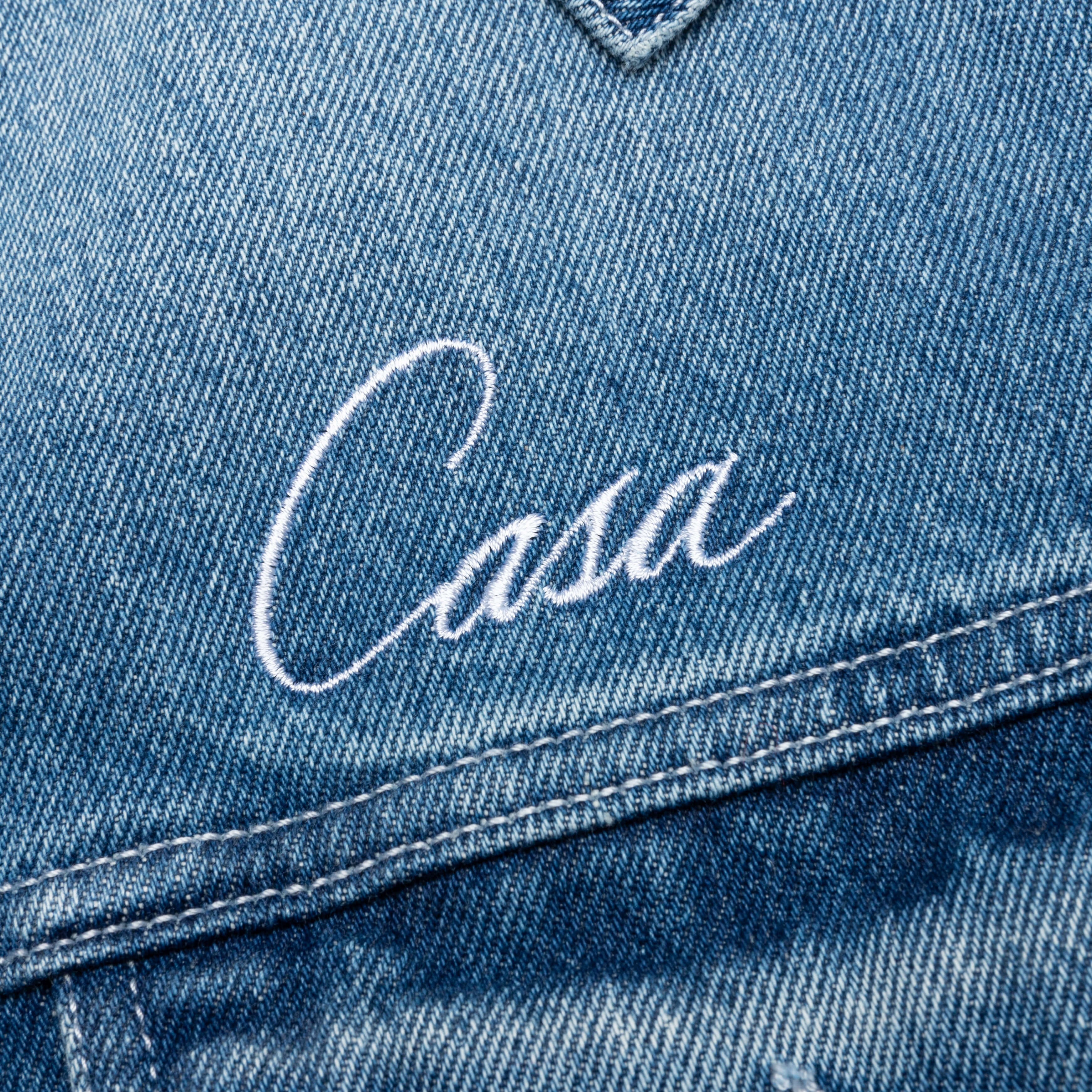 Stone Wash Denim Embroidered Motif Jacket - Stone Wash - Image 3