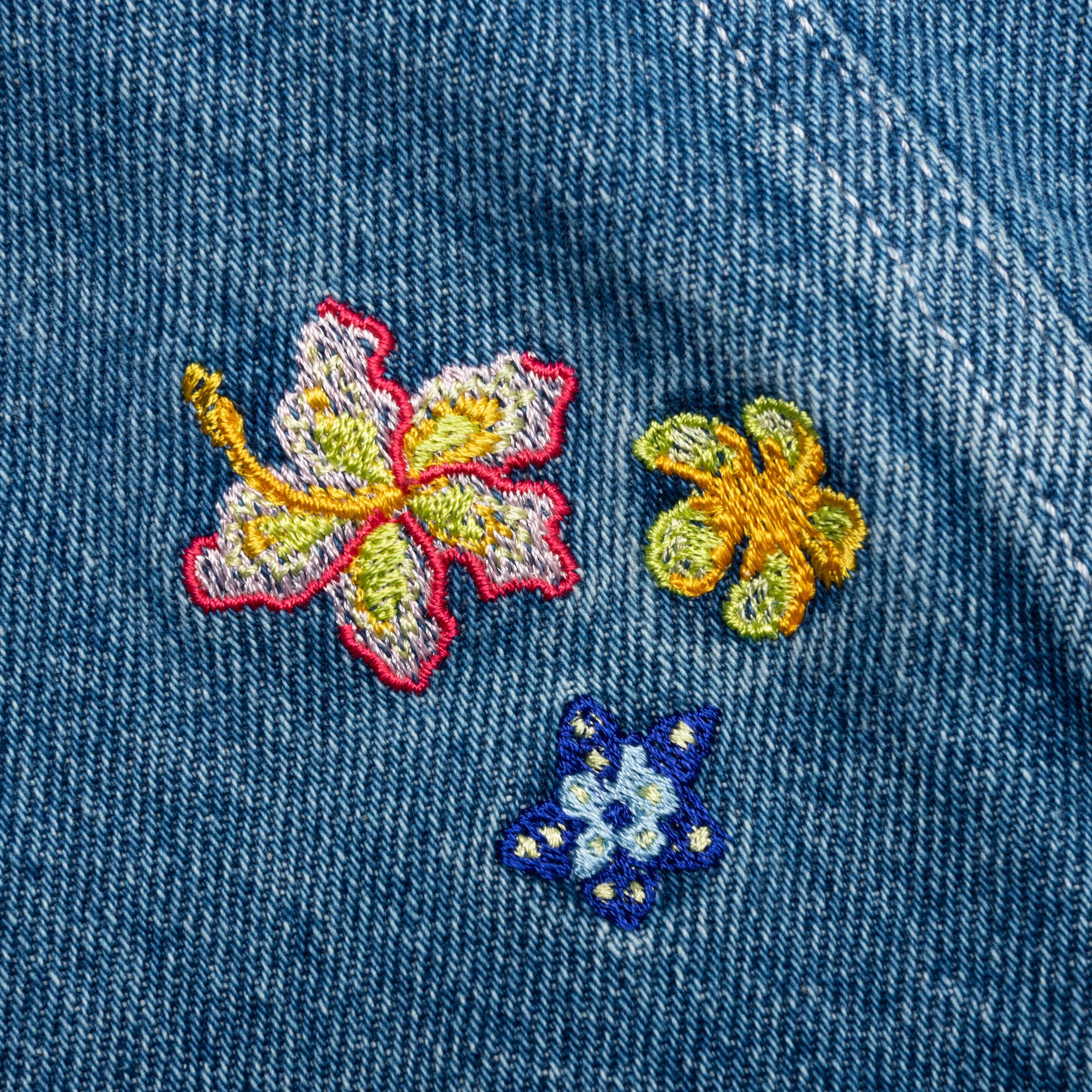Stone Wash Denim Embroidered Motif Jacket - Stone Wash - Image 5