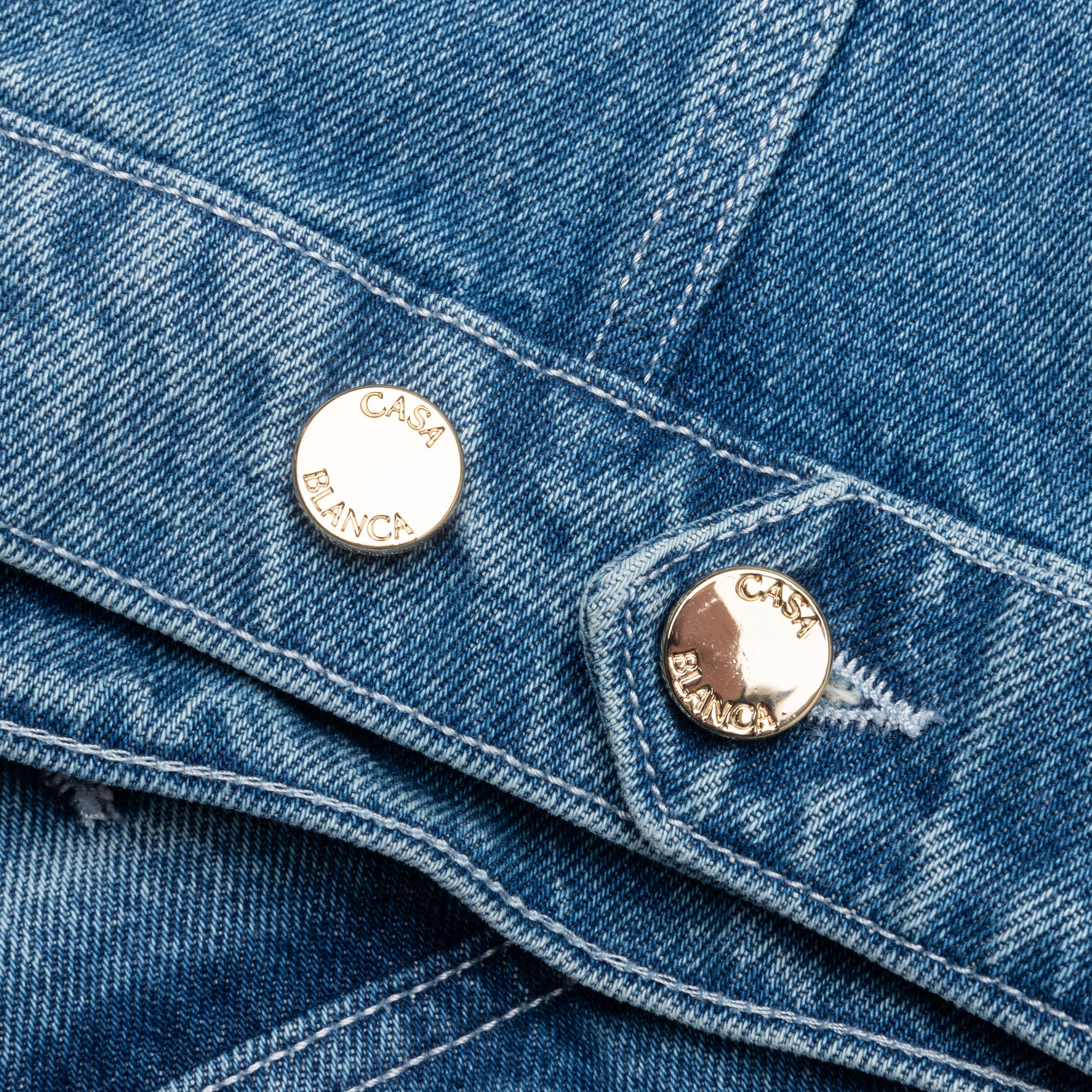 Stone Wash Denim Embroidered Motif Jacket - Stone Wash - Image 6