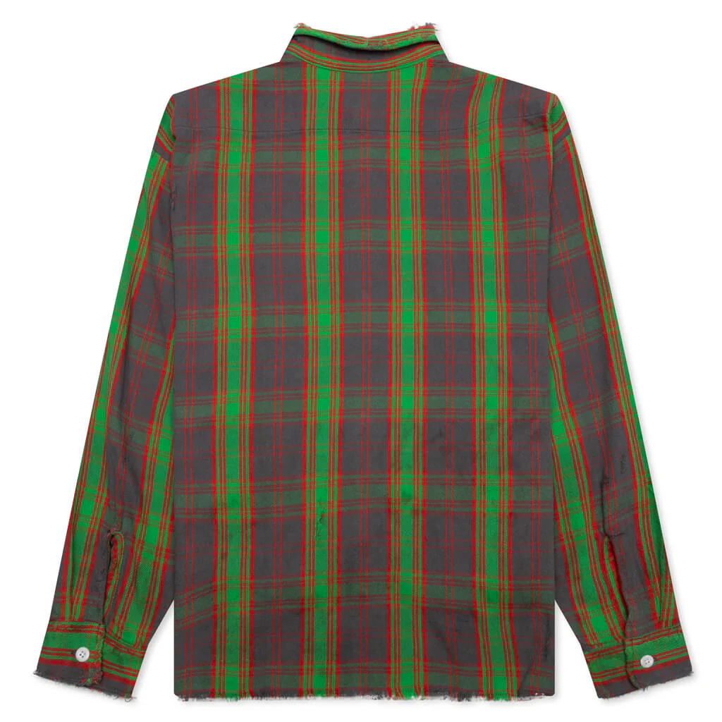 Check Varsity Jacket - Green - Image 2