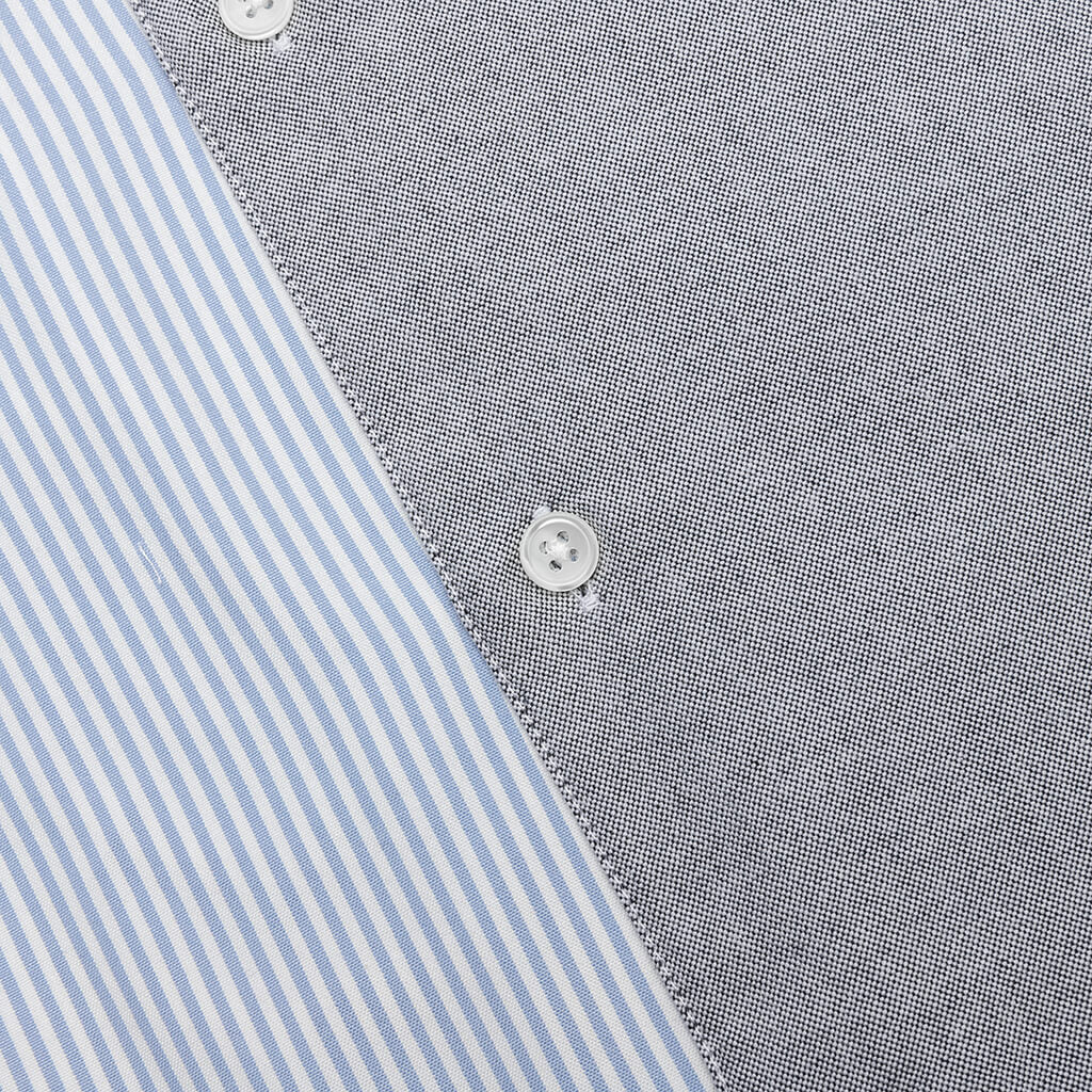 Classic Fit Patchwork Shirt - Light Blue/Grey - Image 4