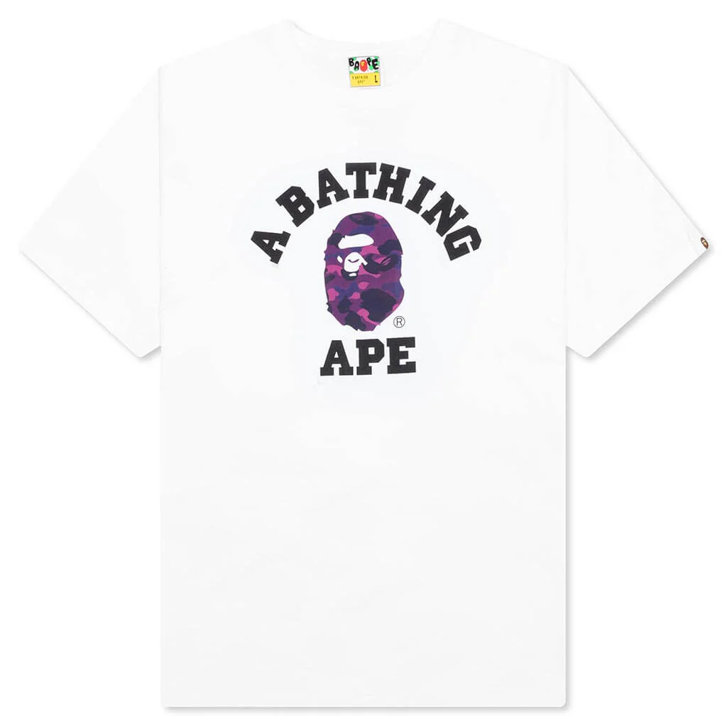 Color Camo College Tee - White/Purple