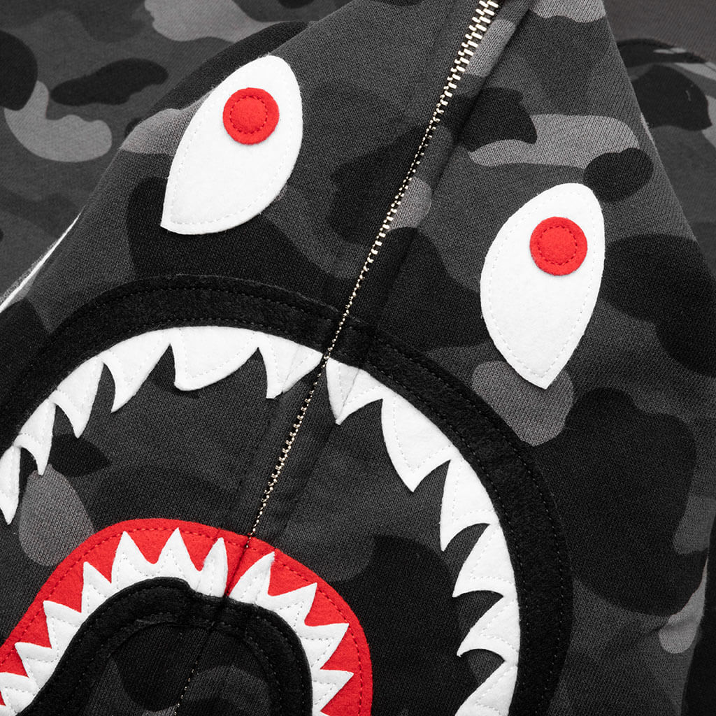 Color Camo Shark Full Zip Hoodie - Black - Image 3