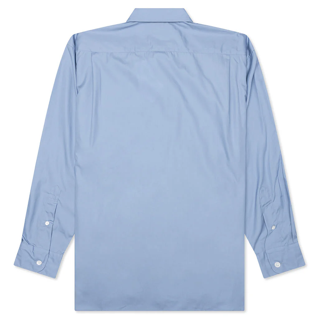Mixed Material Shirt - Sax/Navy - Image 2