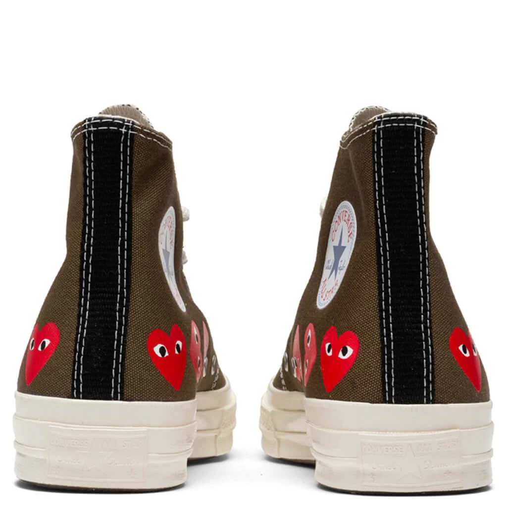 Converse x Comme Des Garcons PLAY All Star Chuck '70 Hi "Multi Heart" - Khaki - Image 4