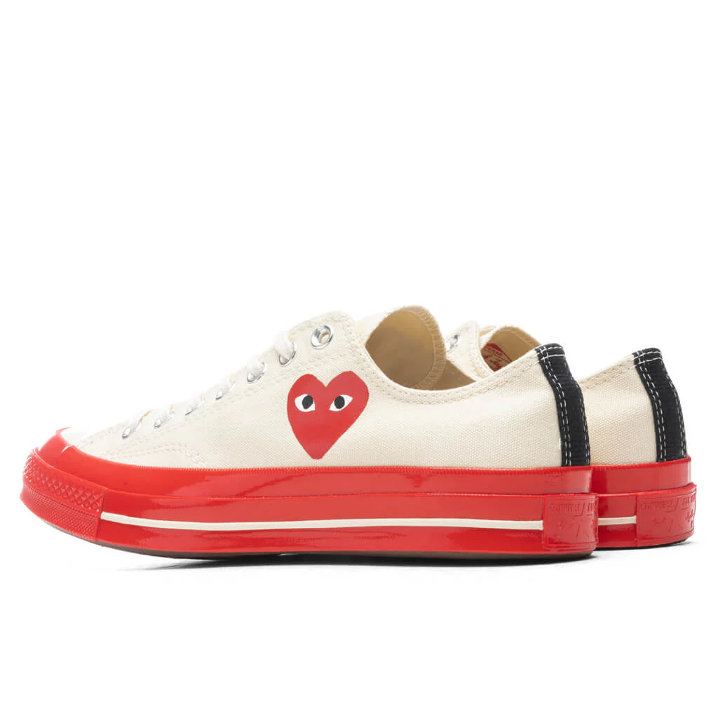 Converse x Comme Des Garcons PLAY All Star Chuck '70 Ox Red Sole - White - Image 3