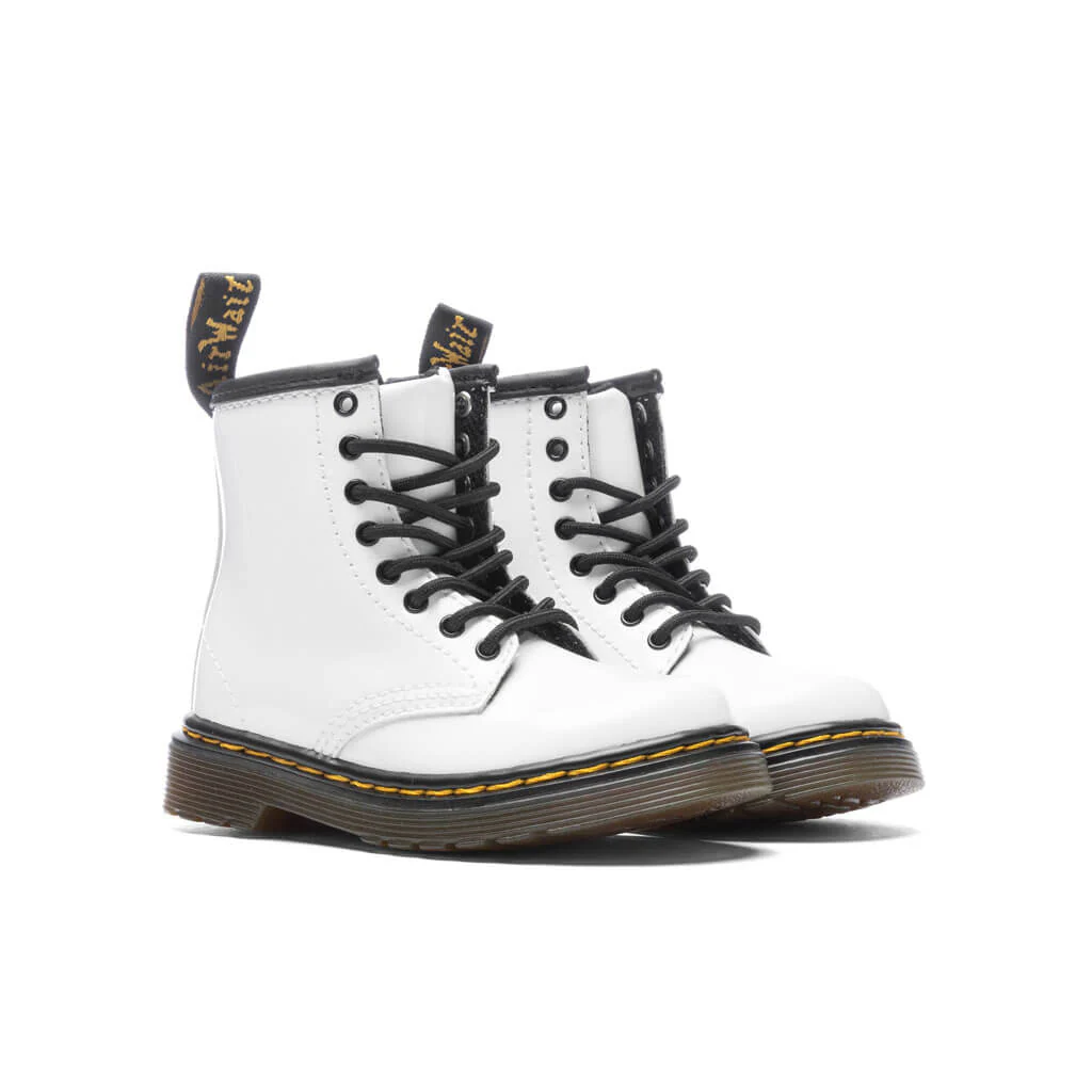 Toddler 1460 Patent Leather Boots - White Patent Lamper - Image 2