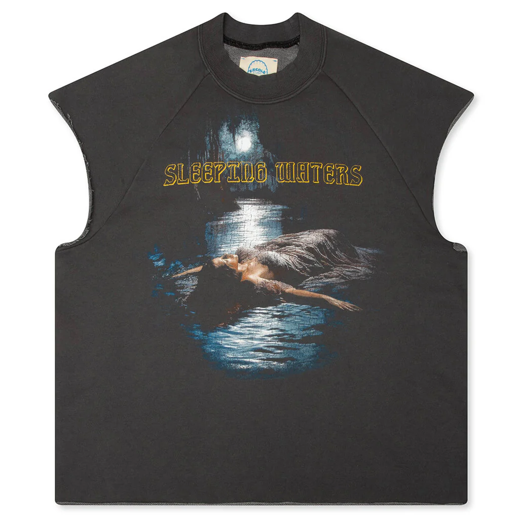 Sleeping Water Cut Off Tee - Washed Black