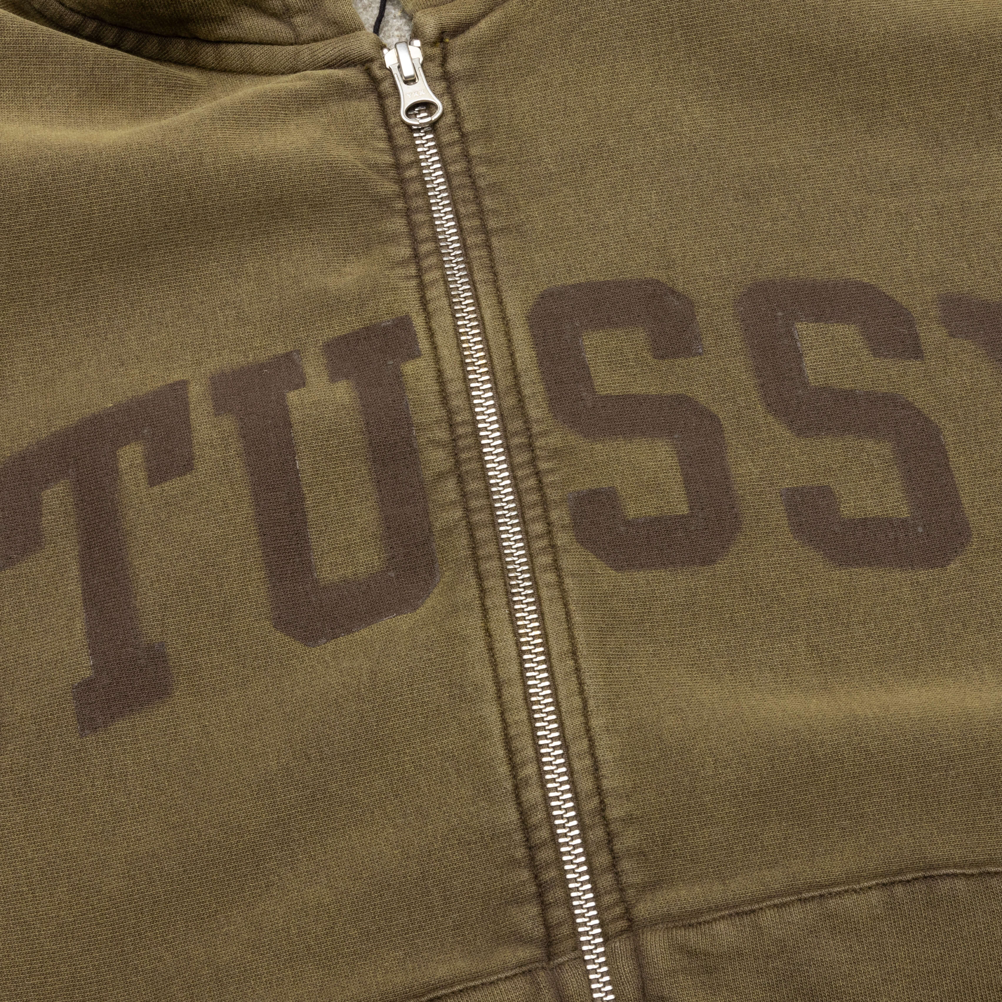 Faded Graphic Zip Hoodie - Olive - Image 3