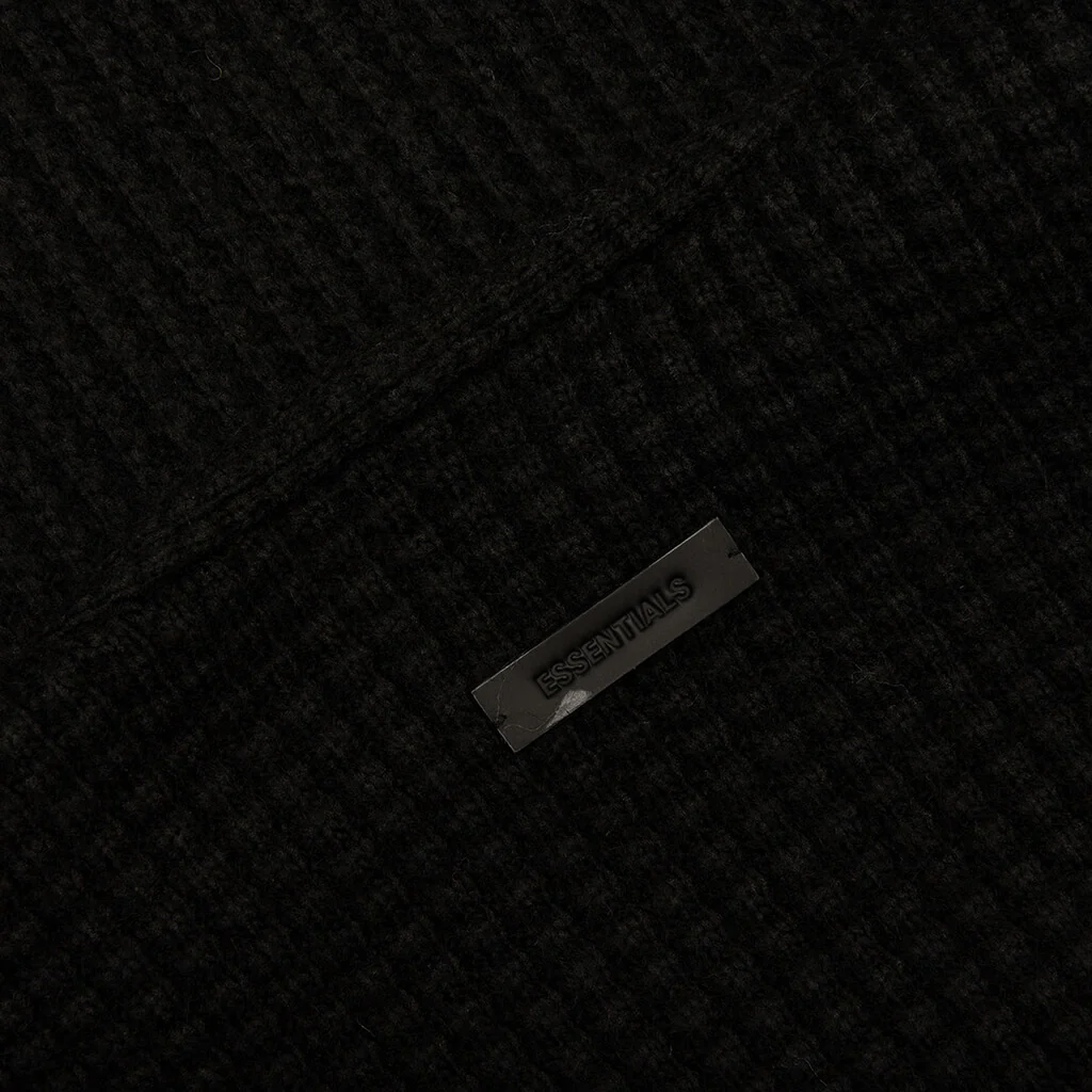 Heavy Waffle Cardigan - Black - Image 3