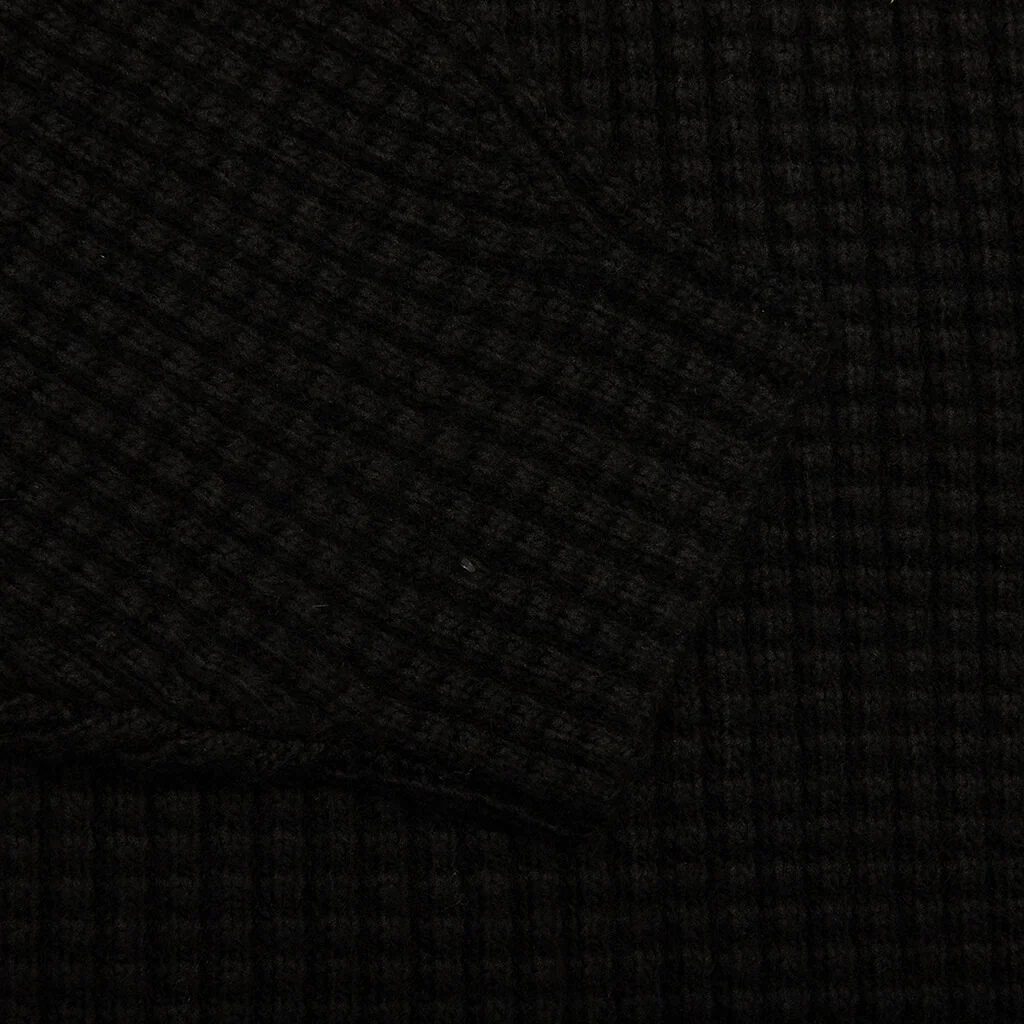 Heavy Waffle Cardigan - Black - Image 4