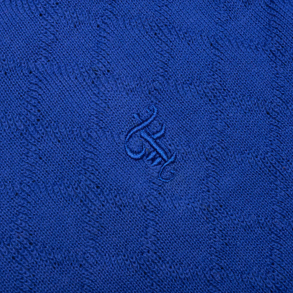 Hogan Pointelle Raglan Sleeve Sweater Polo - Indeevar Blue - Image 4