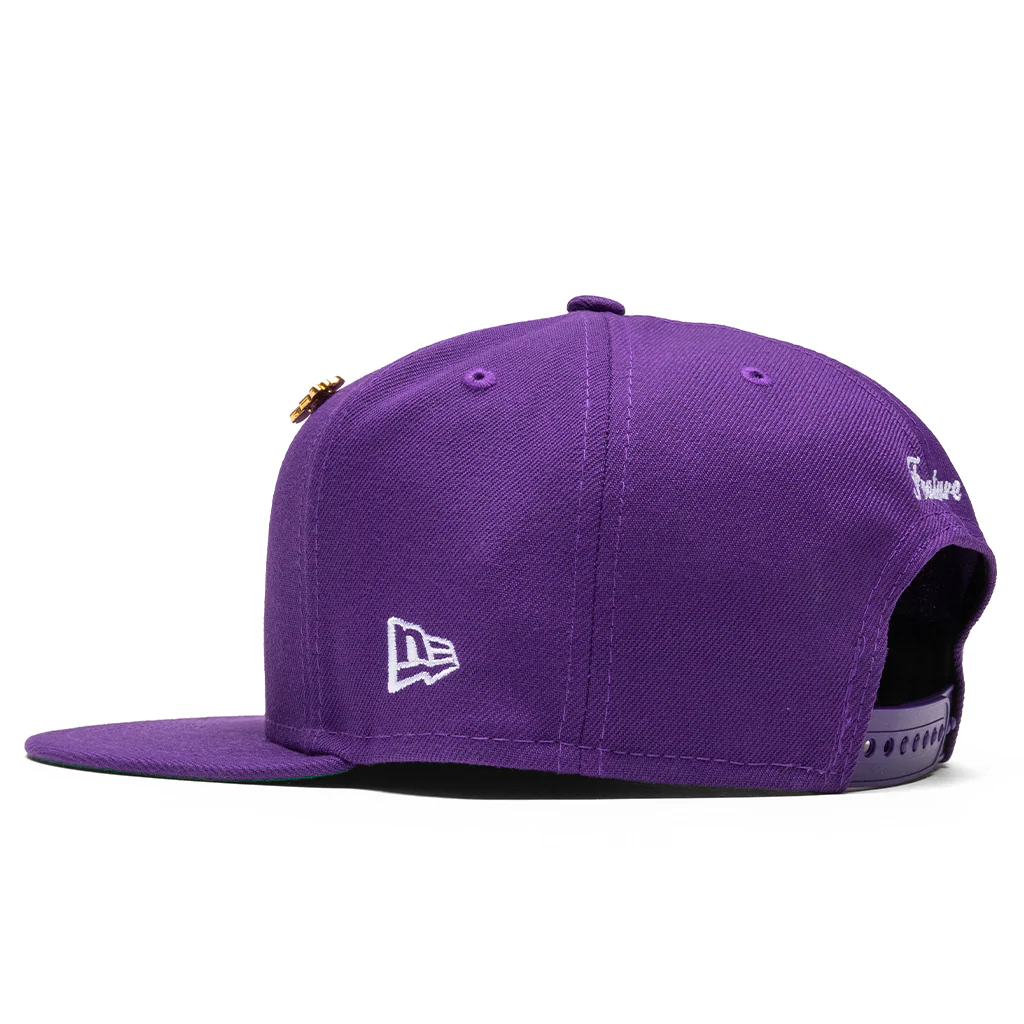Feature x New Era Old English F Snapback Hat w/ Pin - Deep Purple - Image 4