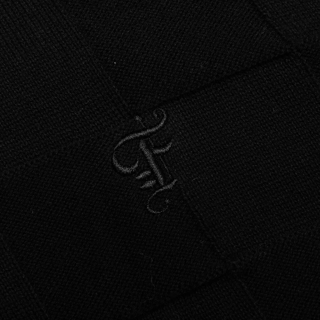 Palmer Checked L/S Sweater Polo - Tips Black - Image 4