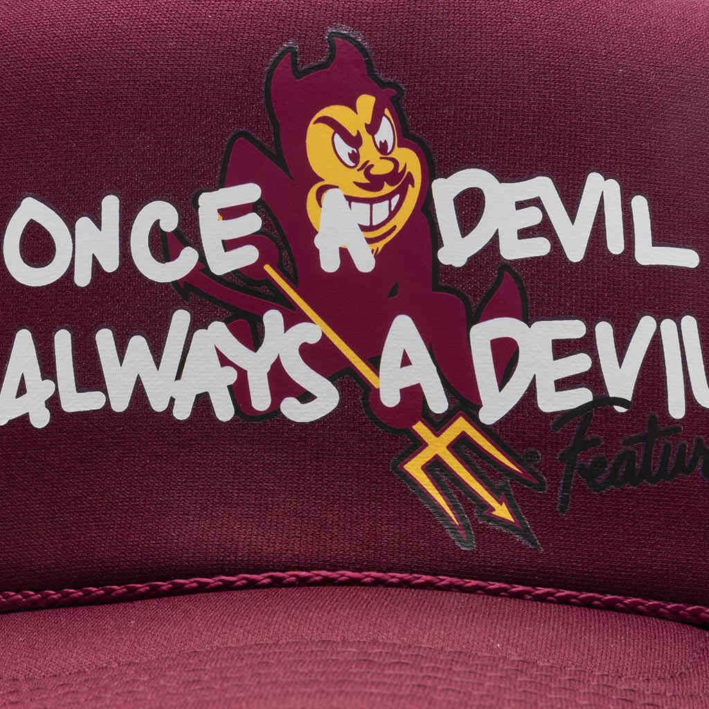 Feature x ASU Once a Devil Trucker Hat - Maroon - Image 2