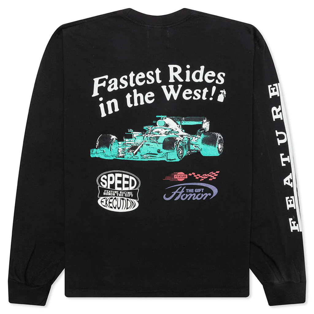 Feature x Honor The Gift Fastest Rides L/S Tee - Faded Black - Image 2