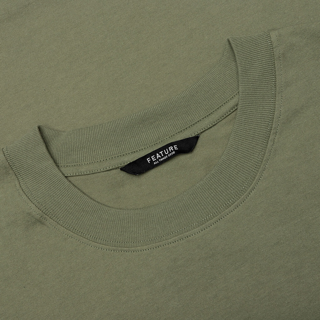 Feature x MAD Gallery x Pretty Done Direction Tee - Oil Green - Image 5