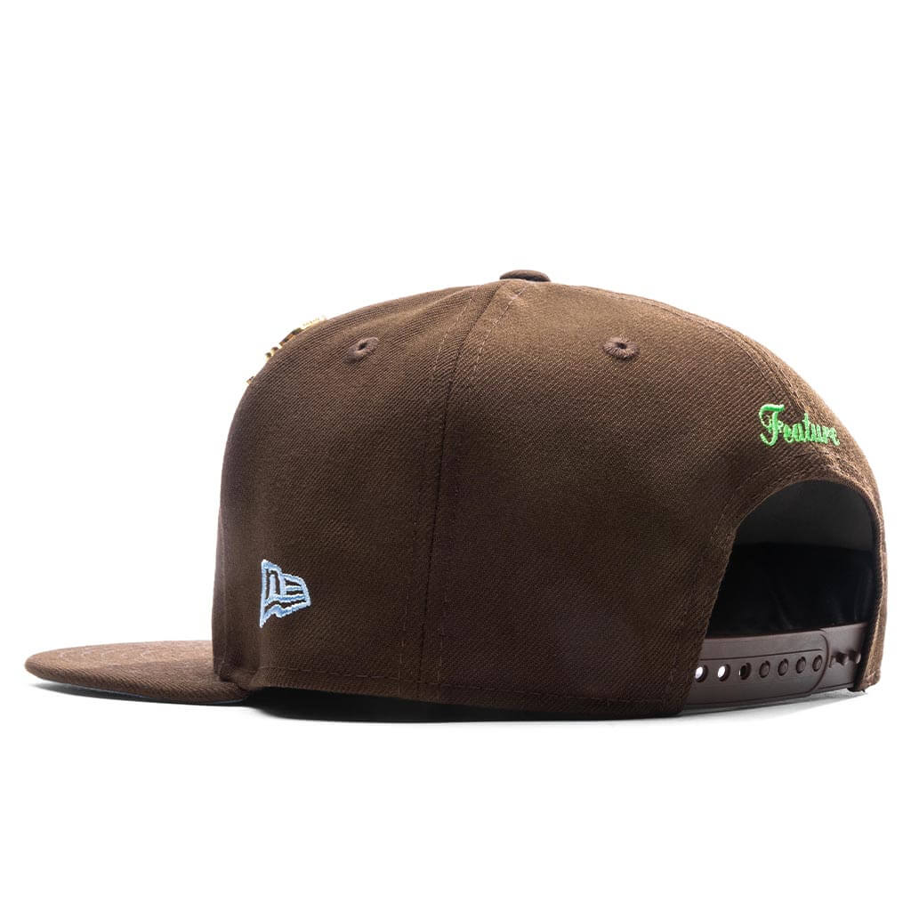 Feature x New Era Old English Calabasas Snapback - Brown/Sky - Image 6