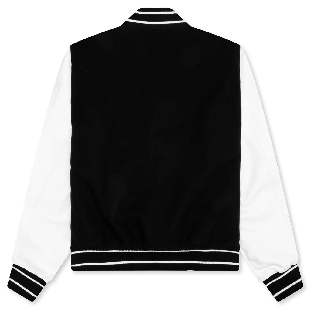 Bomber in Wool and Leather - Black/White - Image 2