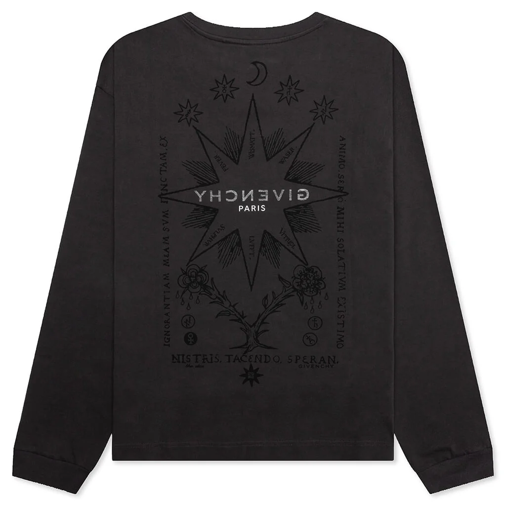 Tarot Print Boxy Fit Long Sleeve T-Shirt - Rosewood - Image 2
