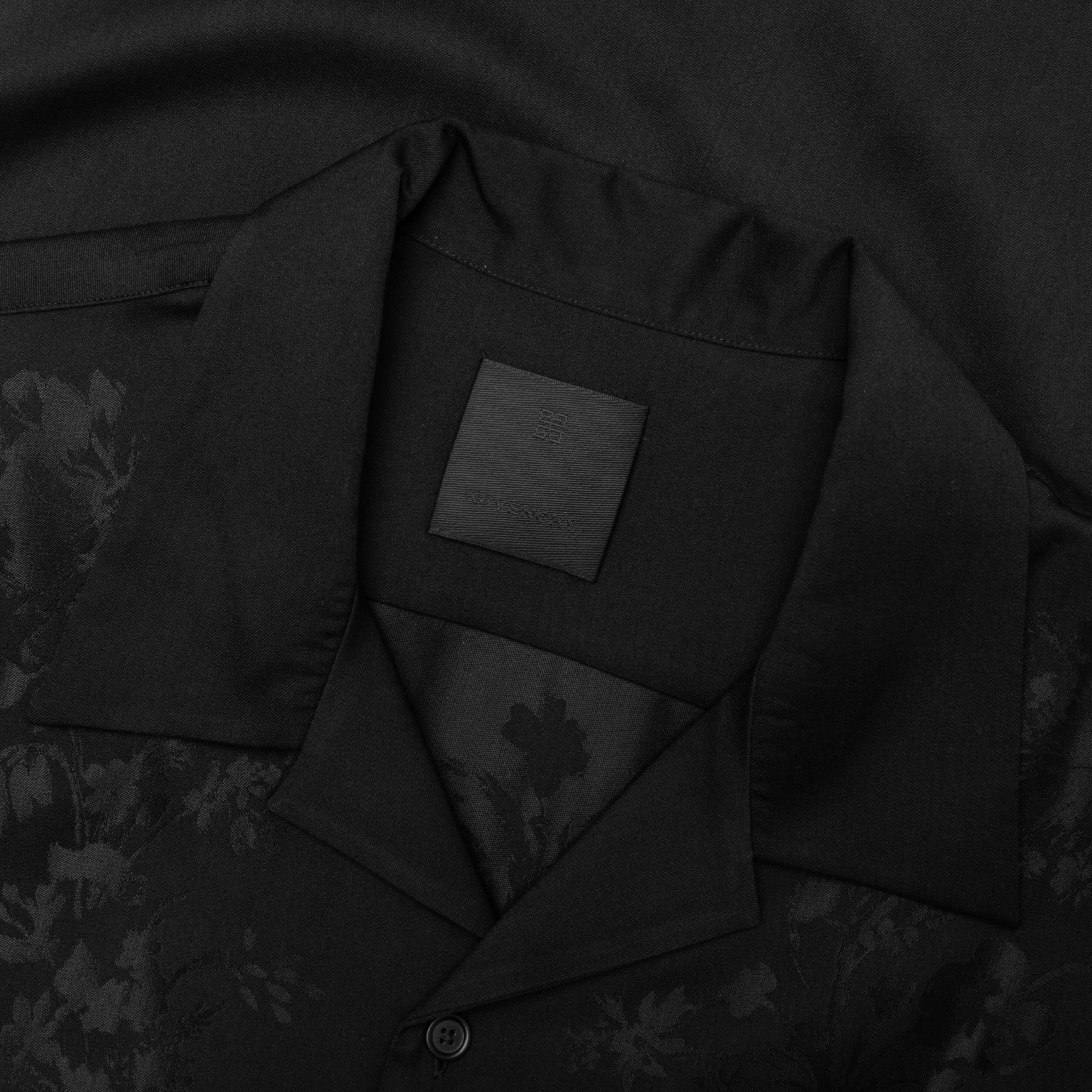 Boxy fit shirt in floral jacquard - Black - Image 3