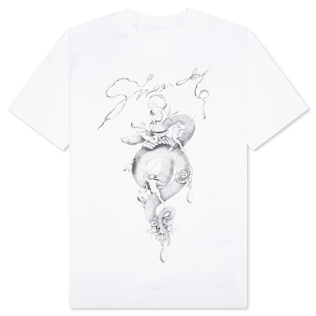 Chandelier and Snake Print T-Shirt - White