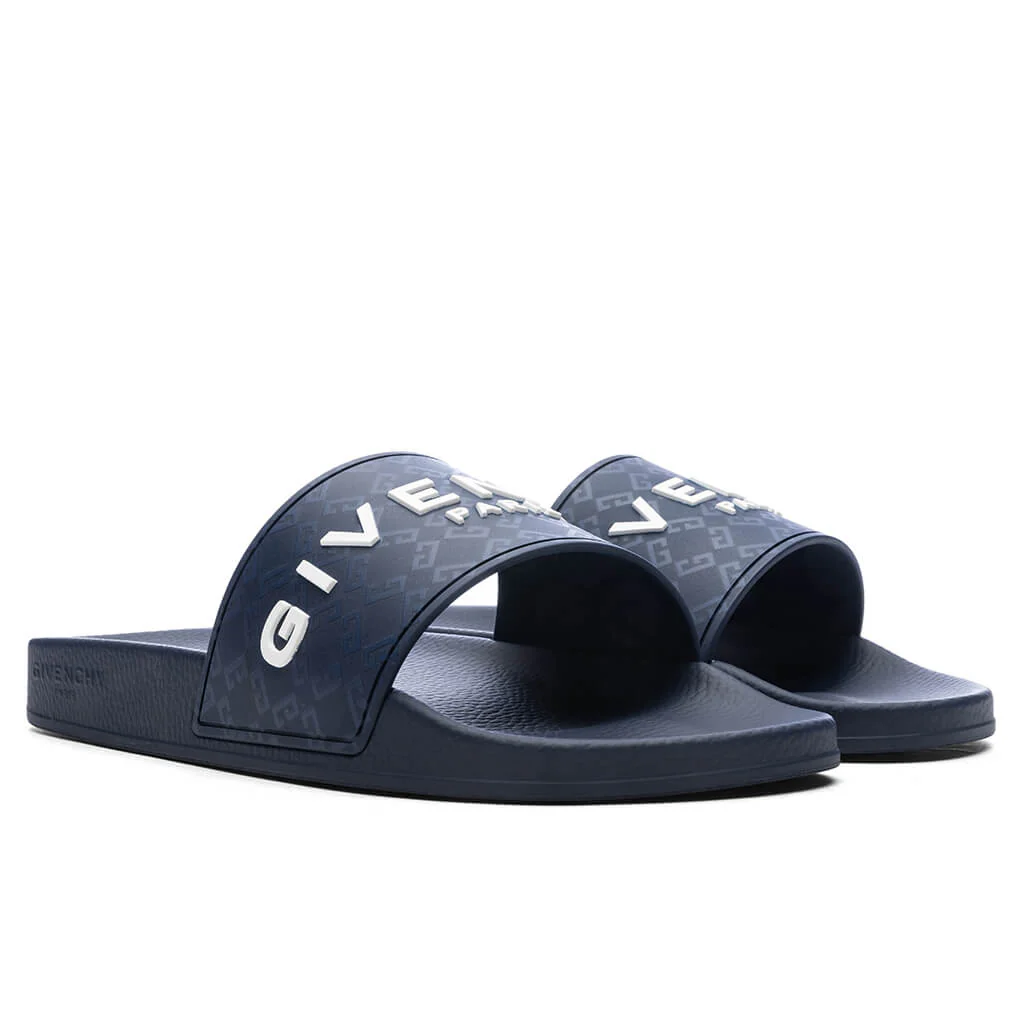 Slide Flat Sandals - Dark Blue - Image 2