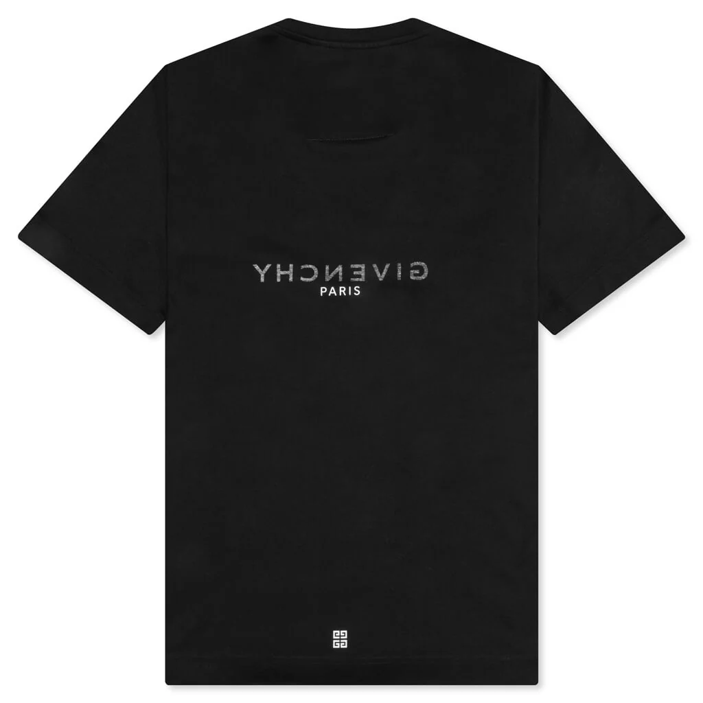 Slim Fit Reverse Print T-Shirt - Black - Image 2