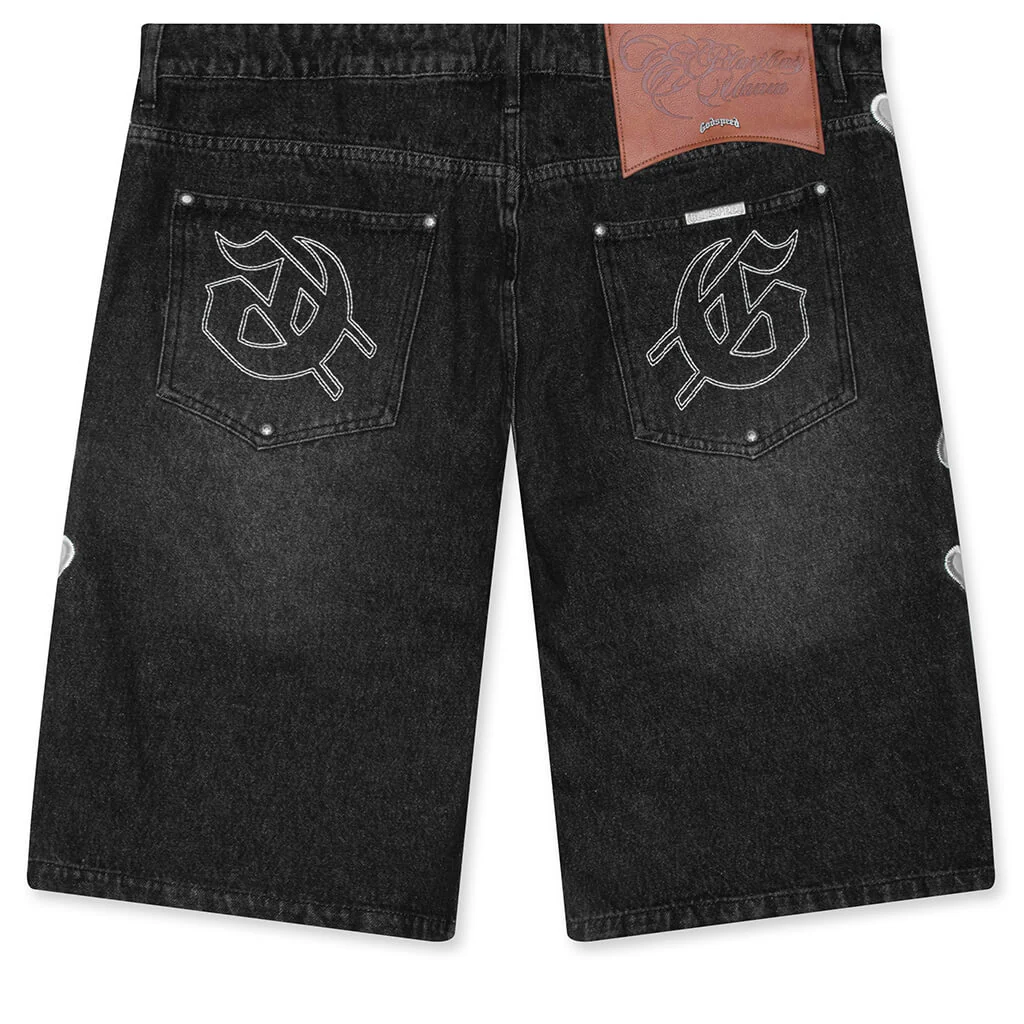 Femur Denim Shorts - Black - Image 2