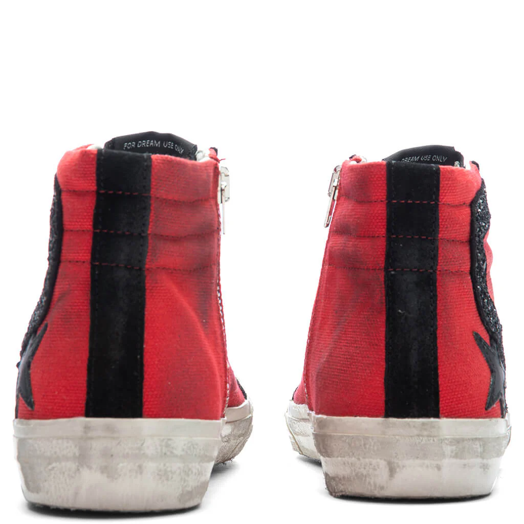 Women's Leather Star Slide Penstar - Red/Black - Image 4