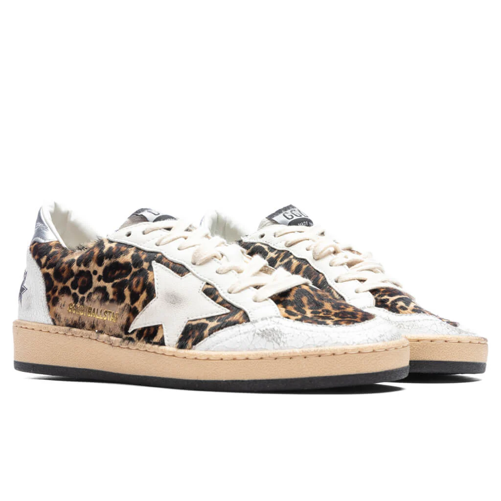 Women's Sneakers Leather Nappa Ball Star - Beige Brown Leo/White/Silver - Image 2