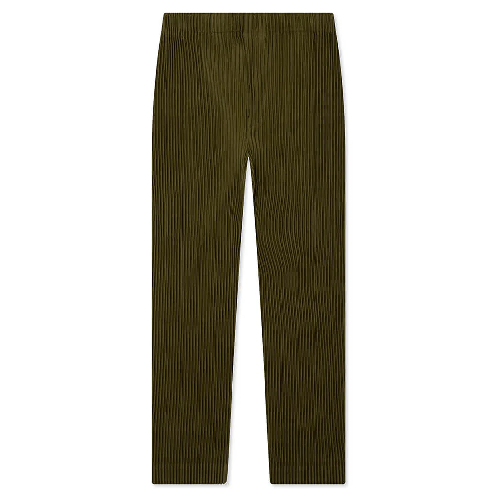 Color Pleats Pants - Olive Khaki