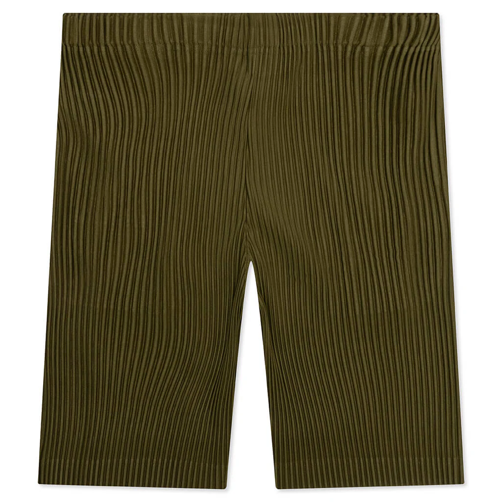 Color Pleats Shorts - Olive Khaki - Image 2
