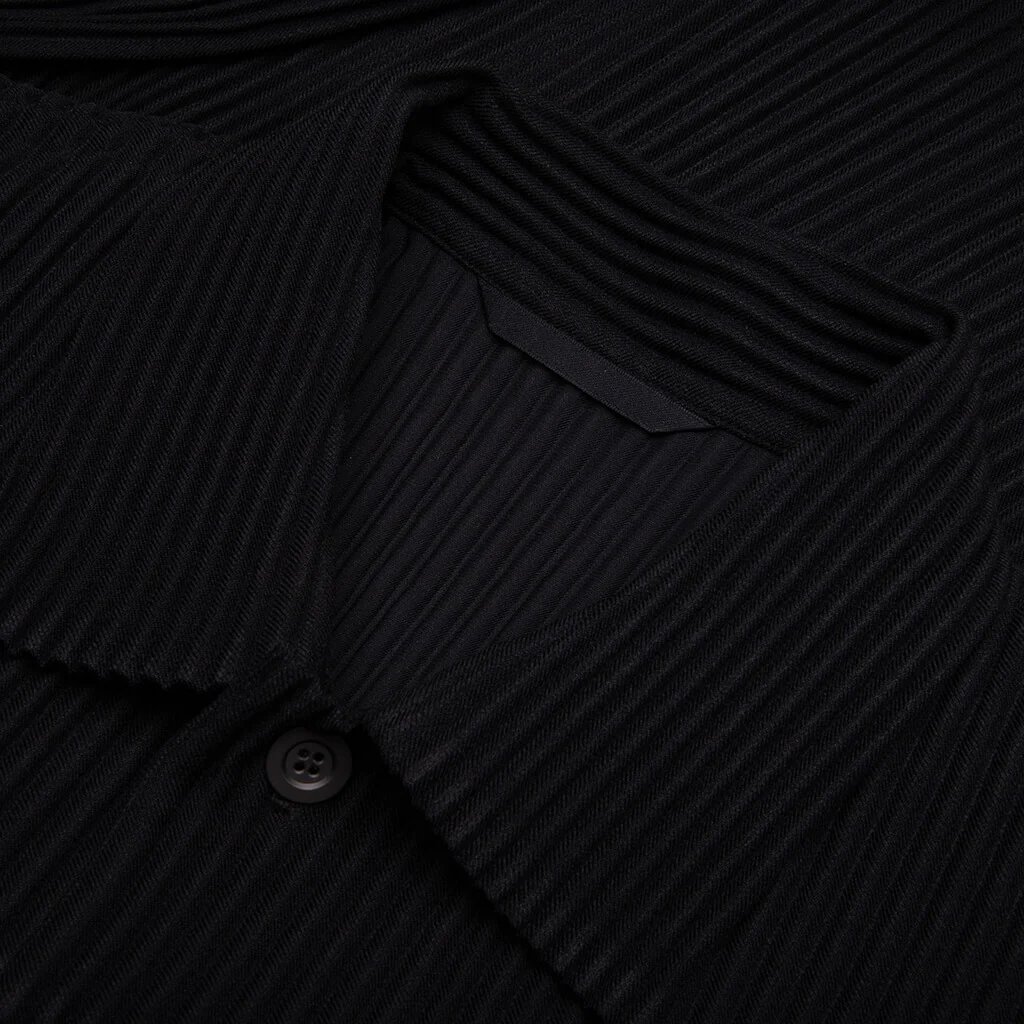 Wool Like Light Trucker Jacket - Black - Image 3