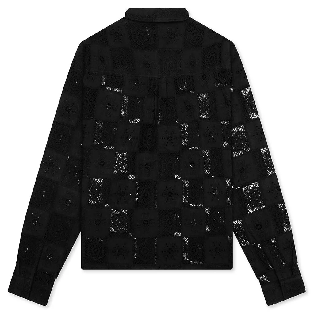 Crochet Full Zip Jacket - Black - Image 2