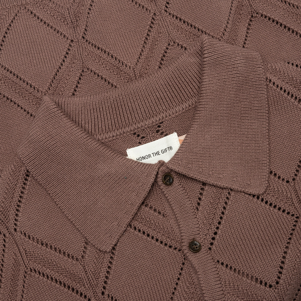 Diamond Knit Polo - Brown - Image 3
