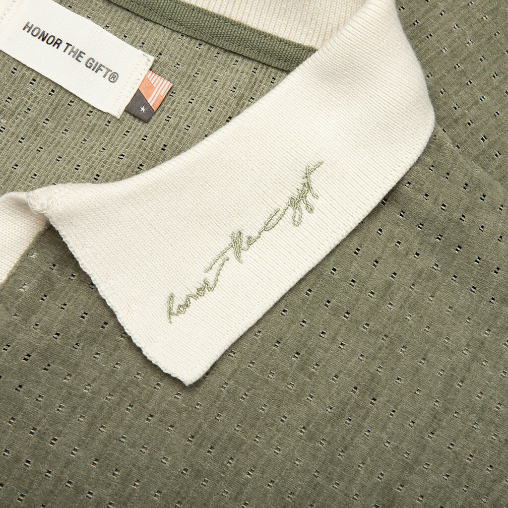 Pique Colorblock Polo - Sage - Image 3