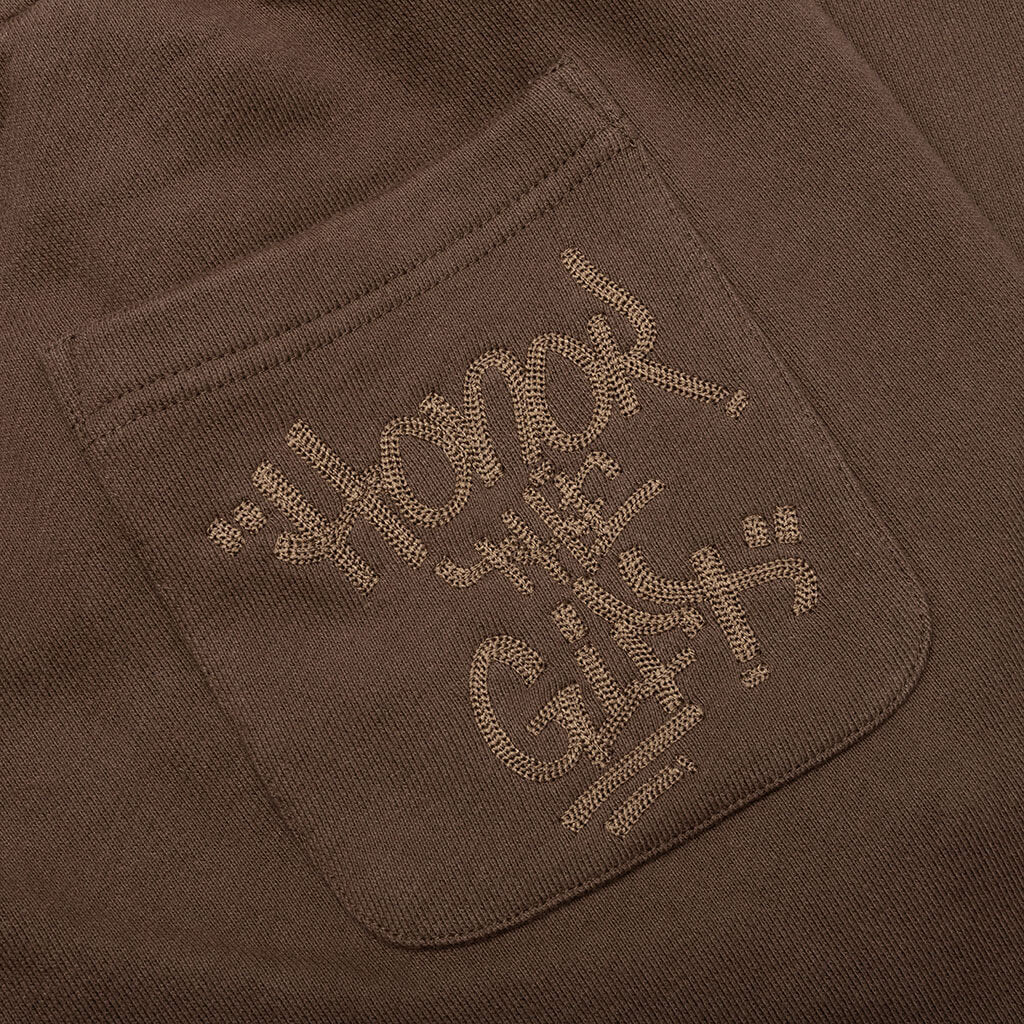 Script Embroidered Sweats - Brown - Image 5