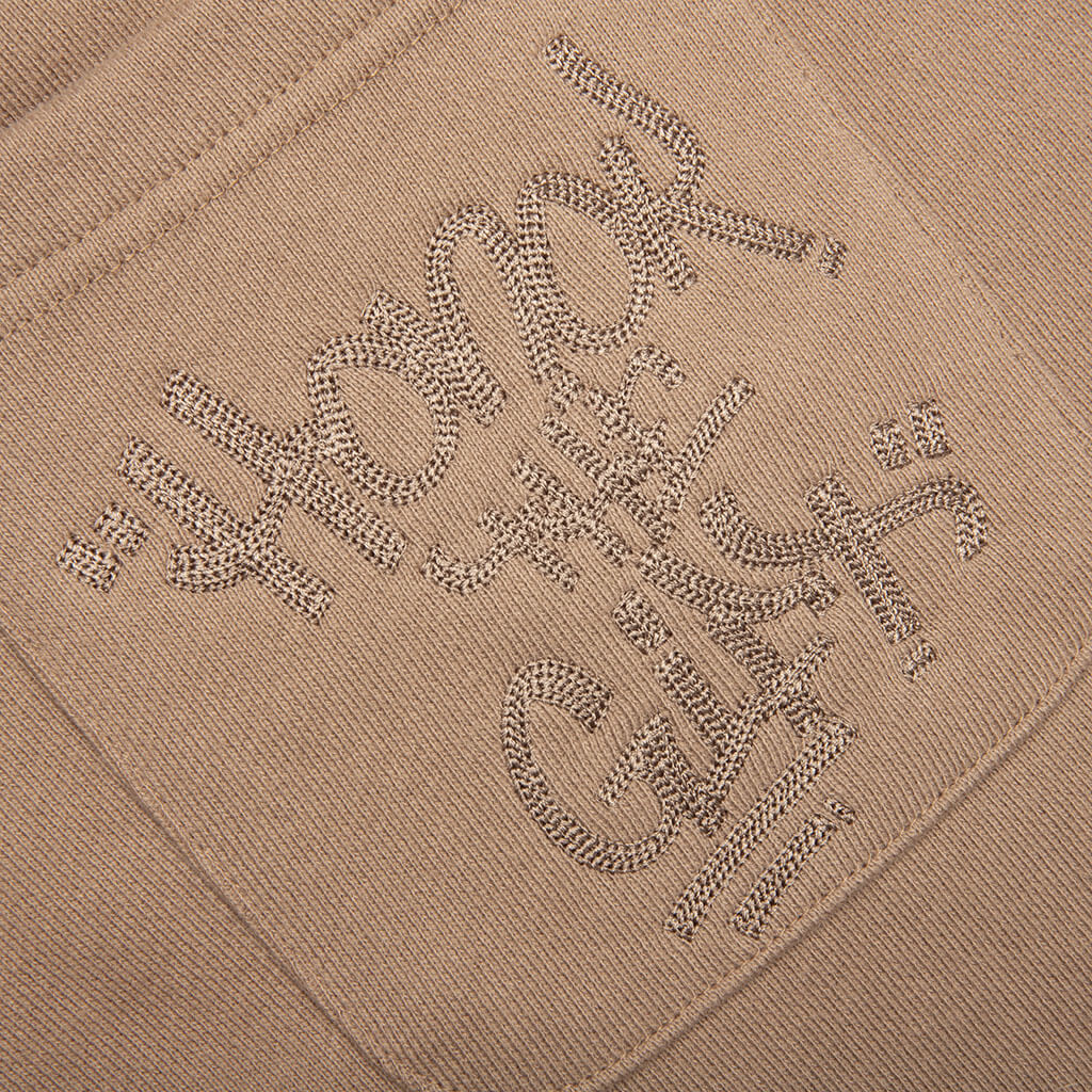 Script Embroidered Sweats - Light Brown - Image 4