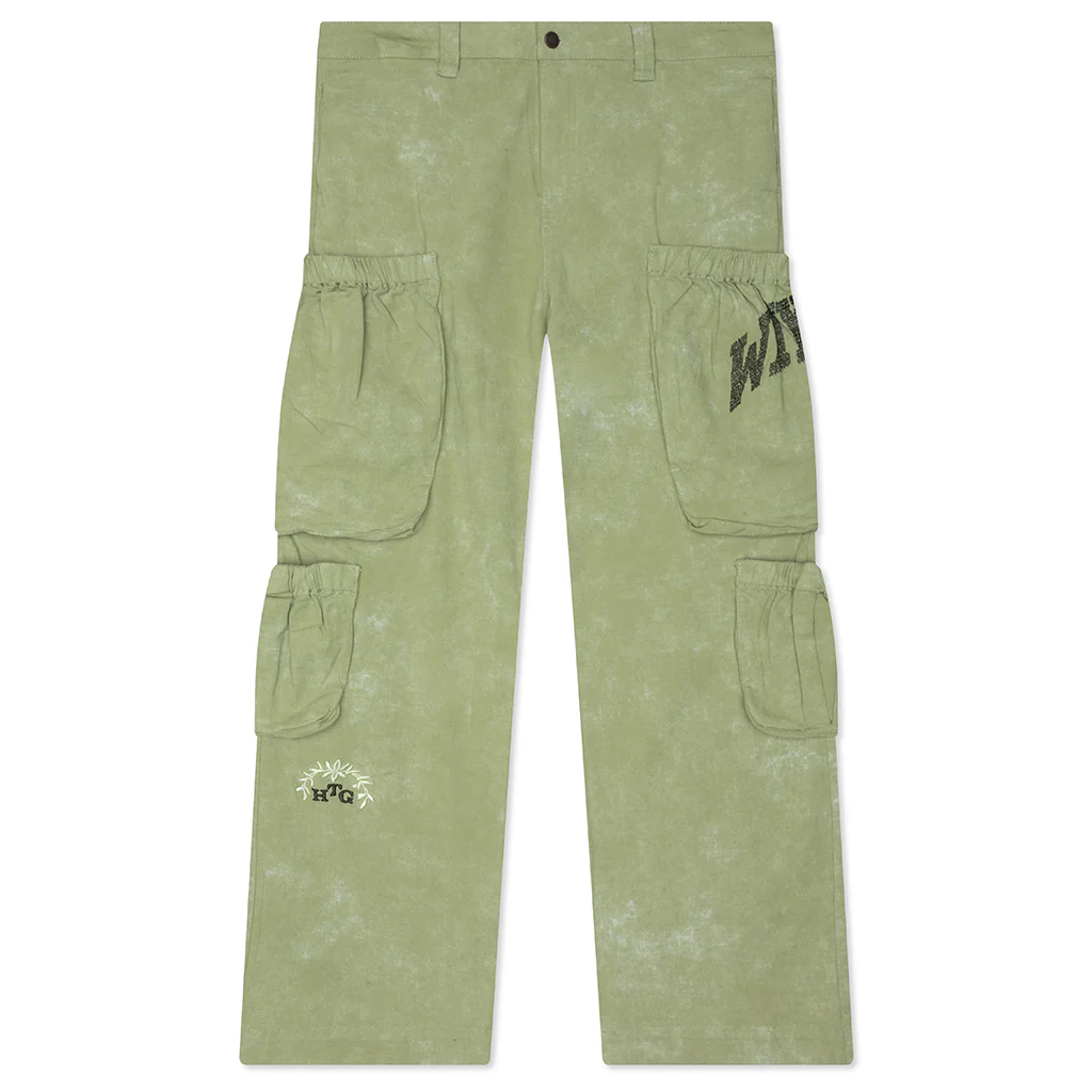 Twill Cargo Wide Leg Pant - Green