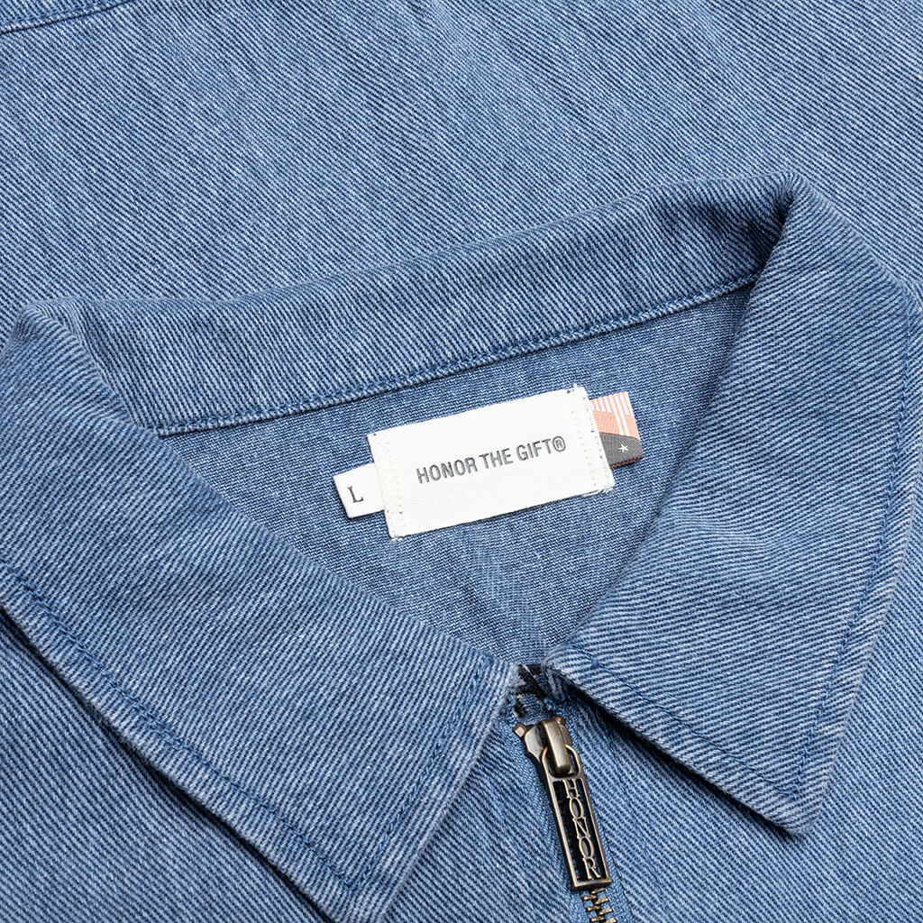 Twill Full Zip Shirt - Blue - Image 4