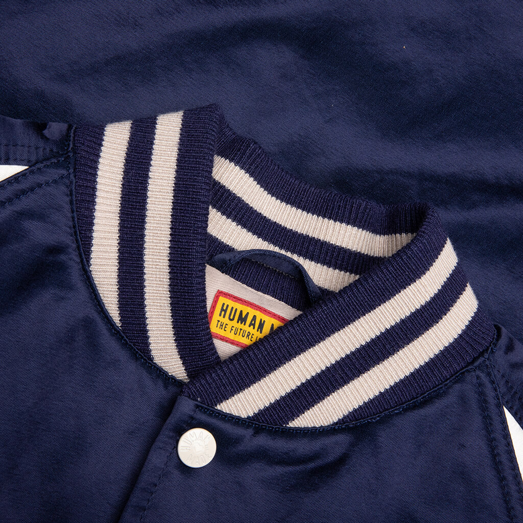 Satin Stadium Jacket - Navy - Image 3