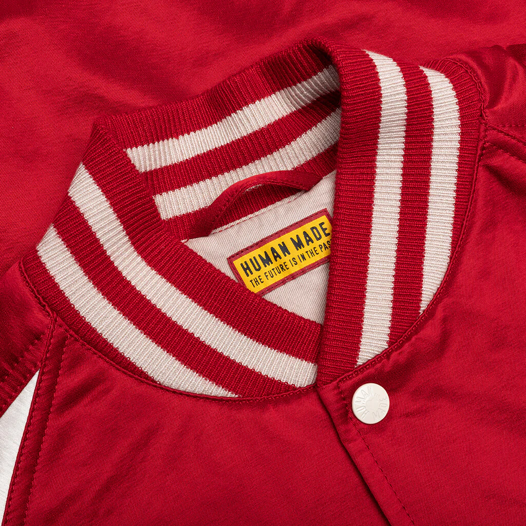 Satin Stadium Jacket - Red - Image 5