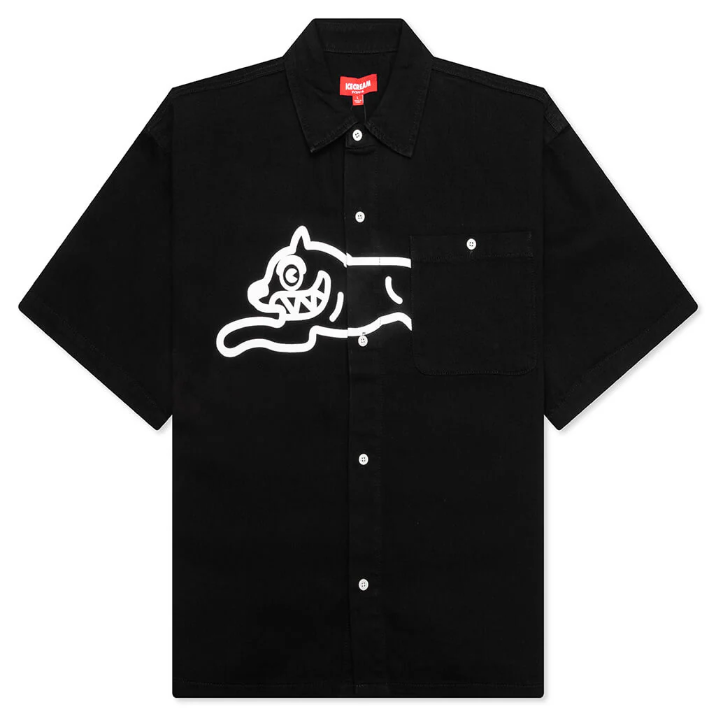 Black Dog S/S Cropped Fit Woven Shirt - Black Caramel