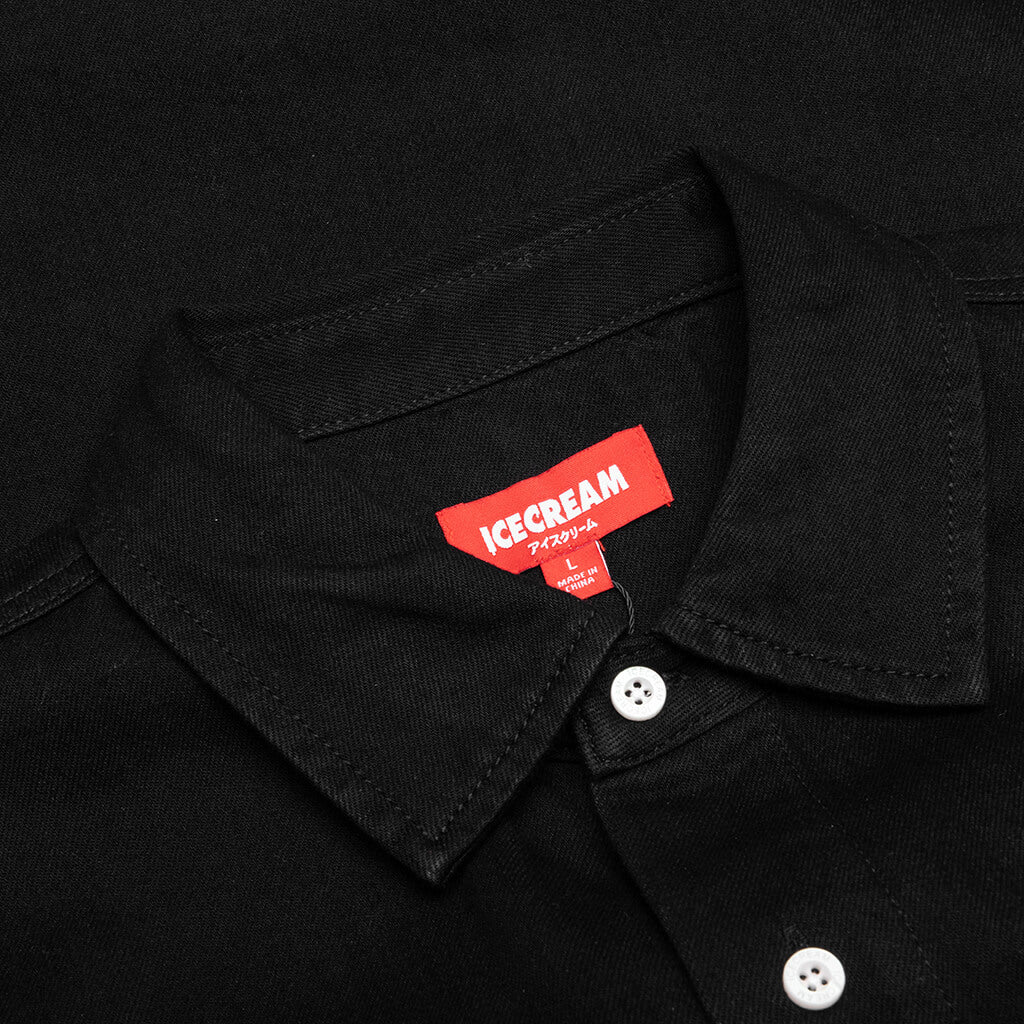 Black Dog S/S Cropped Fit Woven Shirt - Black Caramel - Image 5