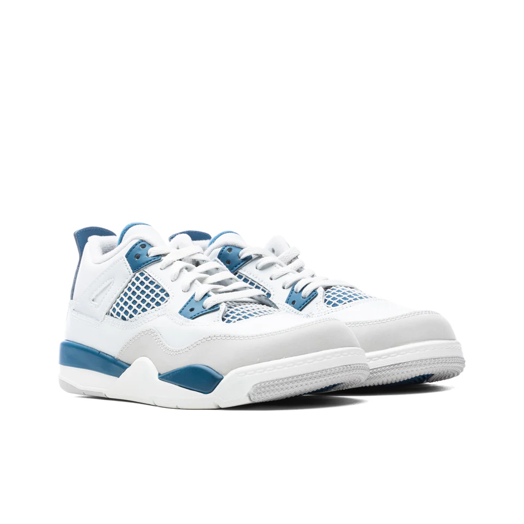 Jordan 4 Retro (PS) 'Industrial Blue' - Off White/Military Blue/Neutral Grey - Image 2